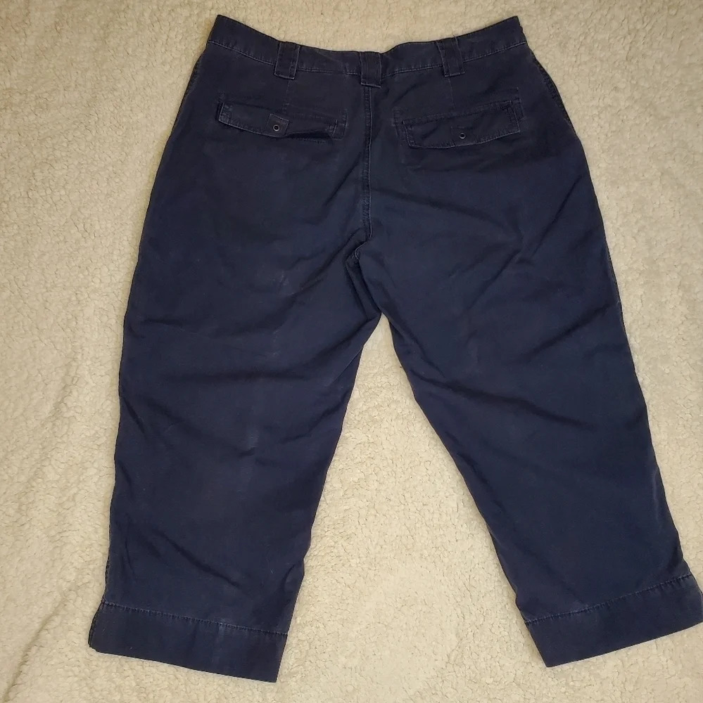 84. Eddie Bauer ~ 100% Cotton ~ Cargo Capris ~ Dark Blue ~ 10 Petite ~ Pockets - Picture 5 of 9